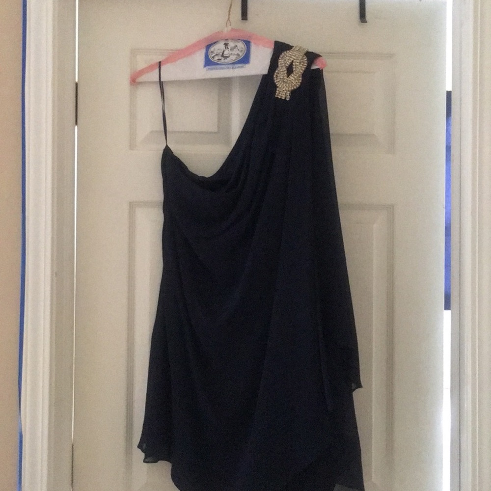 One shoulder NAVY short dress